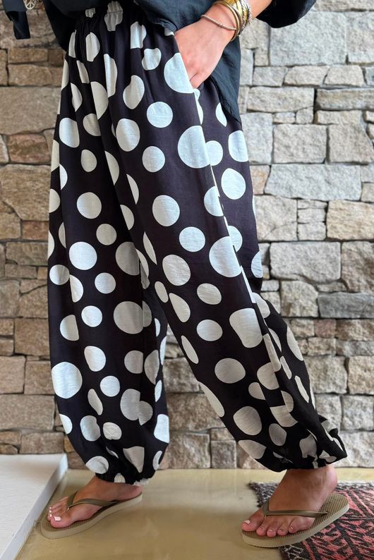 Basso Big Dot Balloon Cuff Pant Black & White